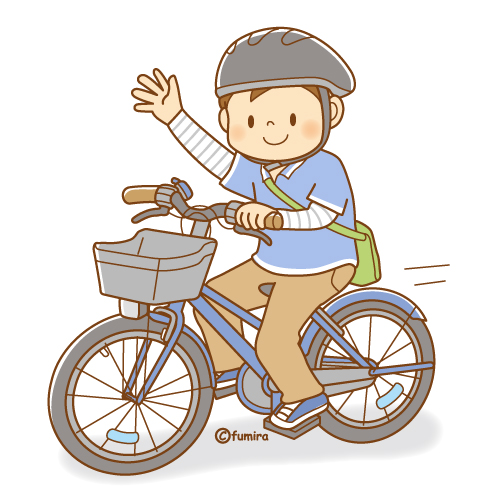 自転車に乗って手を振る男の子のイラスト ソフト 子供と動物のイラスト屋さん わたなべふみ