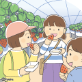 いちご狩りを楽しむ子どもたちのイラスト(カラー) いちご狩りを楽しむ子どもたちのイラスト(カラー)
